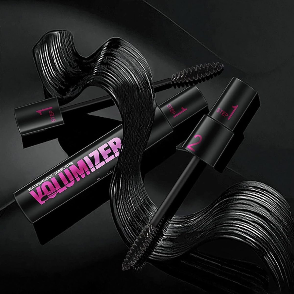 ⁦2-in-1 Black Mascara – Waterproof, Long-Lasting, Thickening & Lengthening, Curling, Natural Lashes Makeup with Dual-Brush Fiber Mascara for Women & Girls⁩ - الصورة ⁦5⁩