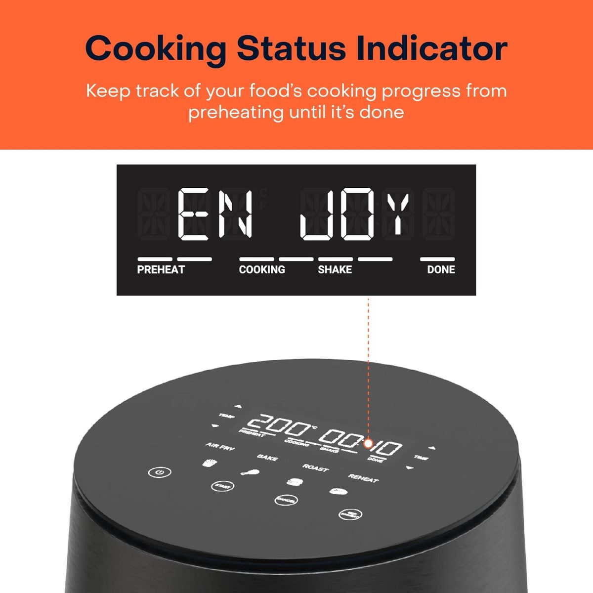 ⁦Nutricook Air Fryer Mini, 1500 Watts, Digital Display, Tempered Glass Control Panel, 8 Preset Programs with built-in Preheat function, 3.3 Liters, Black⁩ - الصورة ⁦7⁩