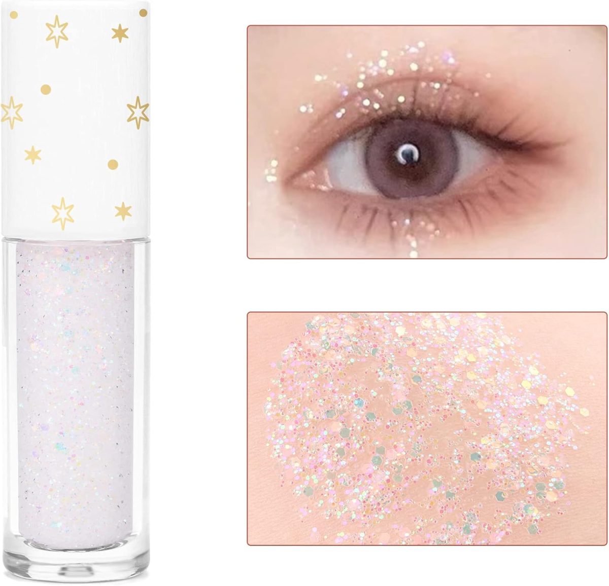 ⁦Geeneiya Liquid Glitter Eyeshadow Korean Makeup Under Eye Shadow Bling,Pigmented, Long Lasting, Quick Drying, Loose Glitter Glue for Crystals EyeMakeup (Colorful Galaxy 01)⁩ - الصورة ⁦5⁩