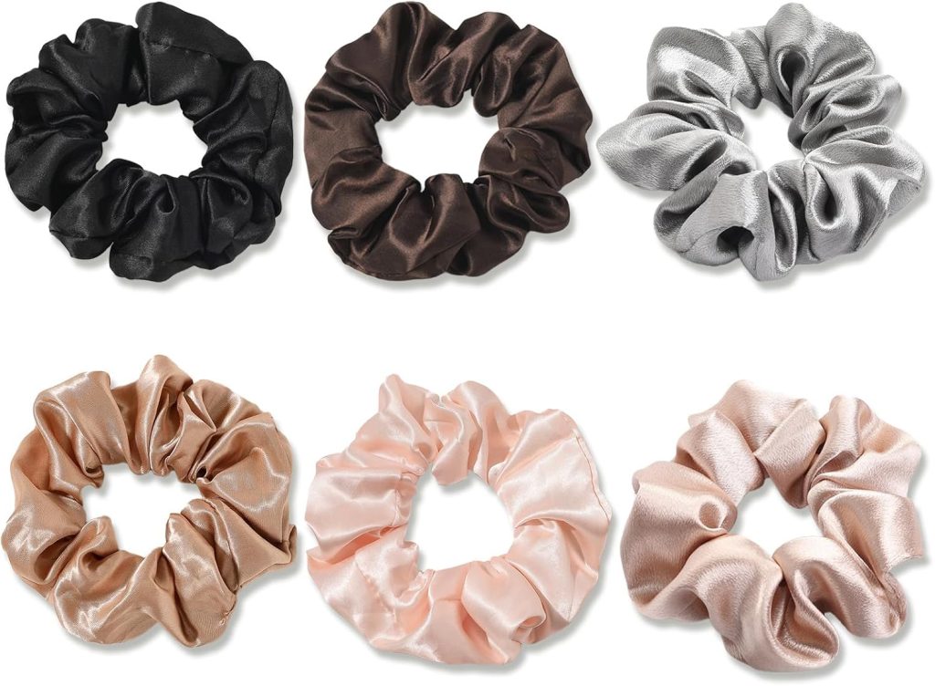 Mocamoro 6 Pcs Satin Hair Scrunchies for Women for Girls - Scrunchy Ponytail Holder Softer Than Silk Scrunchies for Hair (Multi-colored)