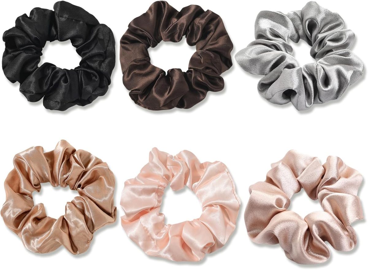 Mocamoro 6 Pcs Satin Hair Scrunchies for Women for Girls - Scrunchy Ponytail Holder Softer Than Silk Scrunchies for Hair (Multi-colored)