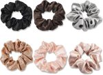 Mocamoro 6 Pcs Satin Hair Scrunchies for Women for Girls - Scrunchy Ponytail Holder Softer Than Silk Scrunchies for Hair (Multi-colored)
