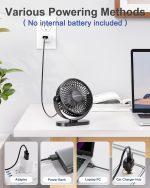 ⁦SWEETFULL Desk Fan, Small USB Desk Fan Silent, 3 Speeds Portable Personal Desktop Fan, Dual 360 Adjustment Mini Fan, Quiet Operation for Home,Office,School and Outdoor (Black)⁩ - الصورة ⁦3⁩