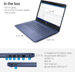 ⁦HP New 14" HD Ultral Light Thin Laptop, Quad-Core Intel Celeron Processor, 16GB RAM, 564GB (64GB eMMC+ 500GB Ext), Wi-Fi, Upto 11 Hours, Windows 11 S + 1 Year Office 365+HubxcelAccessory, Royal Blue⁩ - الصورة ⁦6⁩
