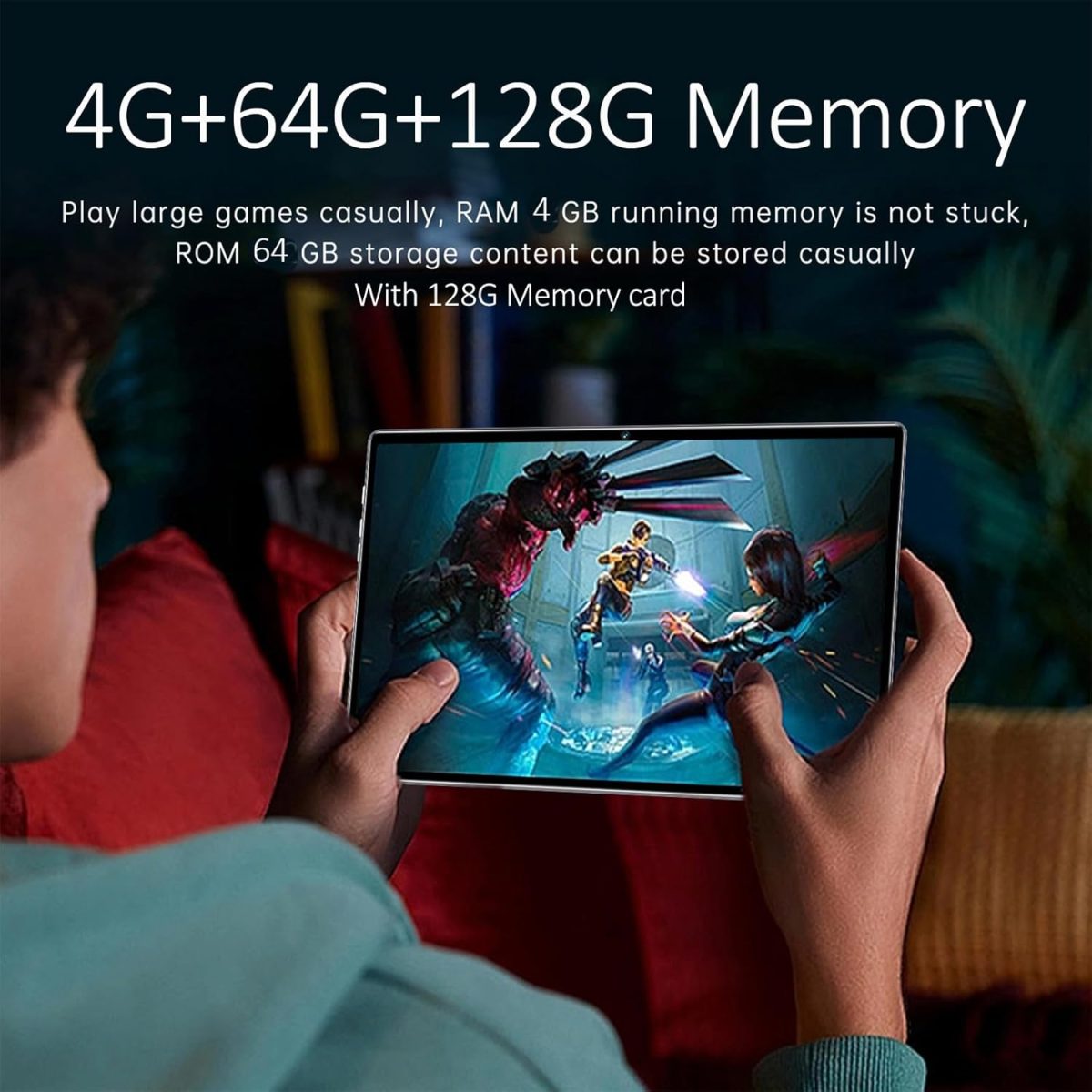 ⁦تابلت 10.1 بوصة بنظام اندرويد S12 4+128 جيجابايت بشاشة 2K مع 1200×800 IPS كاميرا 13+5 ميجابيكسل واي فاي بلوتوث 5.0 نظام تحديد المواقع ثنائي شرائح الاتصال 4000 ميلي امبير في الساعة أخضر⁩ - الصورة ⁦4⁩