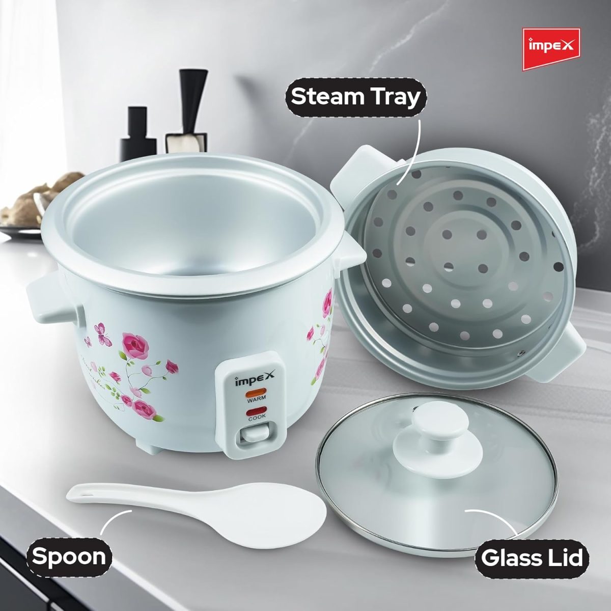 ⁦Impex RC 2805 Electric Rice Cooker 0.6 Ltr 350W Drum Rice Cooker With Aluminium inner pot⁩ - الصورة ⁦6⁩