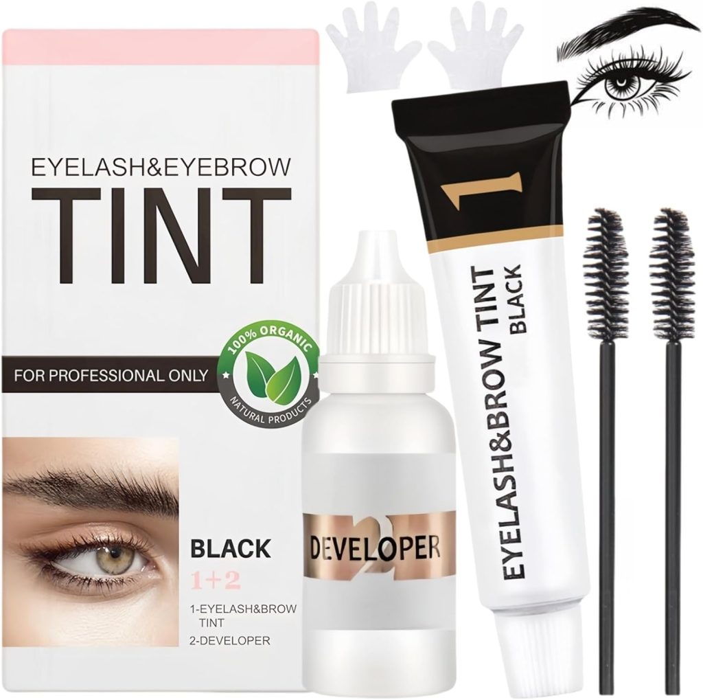 Eyebrow Tint Kit - Eyebrow and Eyelash Tint - Eye Brow Dye Kit - Lasts 6 Weeks, Waterproof - Fast & Easy to Use, with All Tools - 15ml (Black)