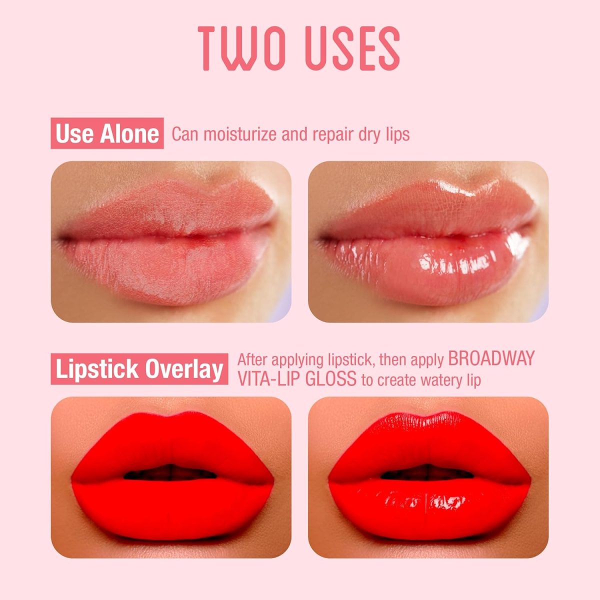 ⁦Kiss Broadway Clear Lip Gloss (Mint, Coconut, Rosehip Oil), Pack Of 6⁩ - الصورة ⁦6⁩