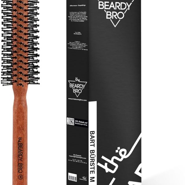 The Beardy Bro® Men's Round Beard Brush, Beard Styling, Beard Brush, Hair Dryer Brush, Hair Brush, Comb Men - With Special Nubs for Short to Medium Length Hair (M)