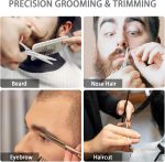 ⁦كاستويف مقص حواجب من الستانلس ستيل بتصميم راس دائري متعدد الاغراض للنساء والرجال، اداة تشذيب شعر الانف والاذن واللحية والرموش، قطعتين لون فضي⁩ - الصورة ⁦5⁩