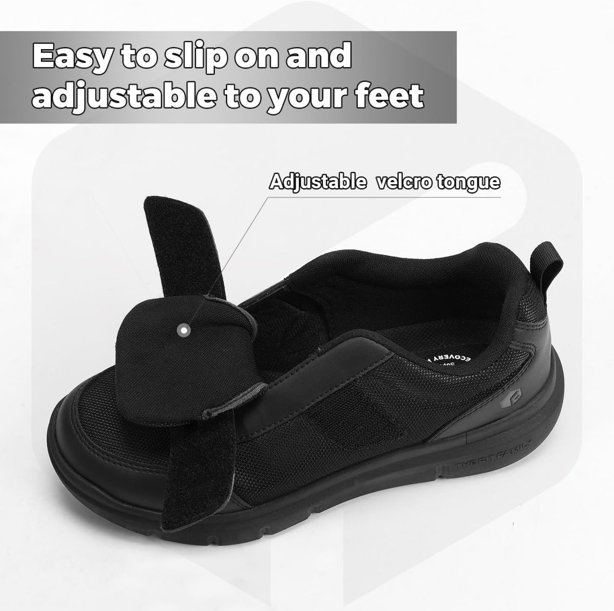 ⁦FitVille Shoes for Men Adjustable Slip-on Extra Wide Walking Shoes for Swollen Feet - EasyTop Duo Strap V4⁩ - الصورة ⁦2⁩