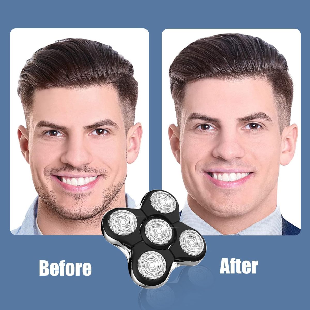 ⁦Replacement Head Compatible with Remington Balder Pro RX5 Head Shaver XR7000/XR1500,Replacement Blades Precision Electric Shaving for Bald Men(2PCS Silver)⁩ - الصورة ⁦4⁩