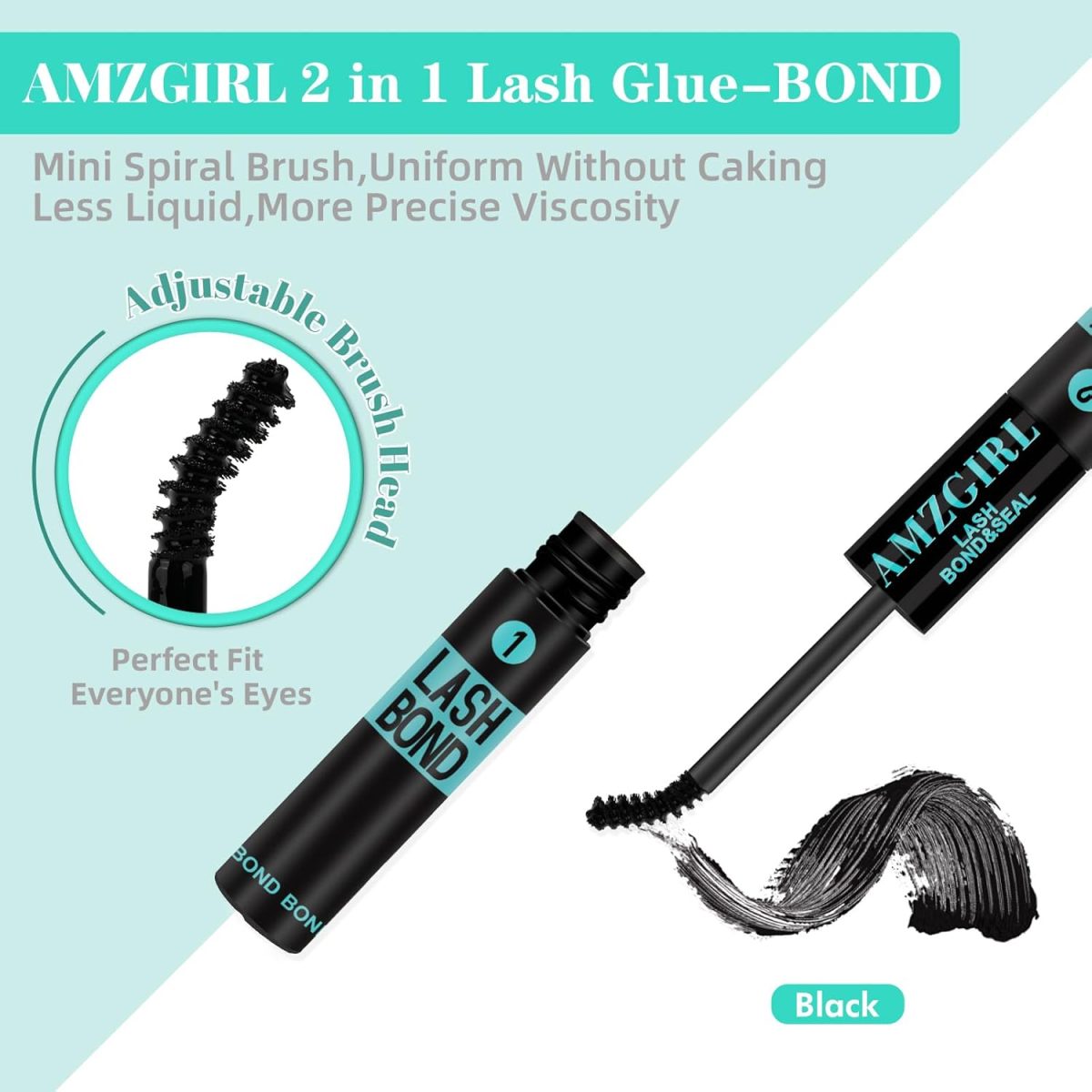 ⁦AMZGIRL LASH Bond and Seal Eyelash Clusters Glue House of Clusters Mascara Wall Glue 10 ml Long Lasting 72 Hours Black Eyelash Clusters Glue + Eyelash Seal 2 in 1 DIY Eyelash Clusters (Black)⁩ - الصورة ⁦3⁩