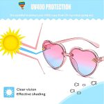 ⁦X spring Heart-shaped Sunglasses, 2 PCS Kids Heart Sunglasses with Light Color Gradient Lens, Fashionable Purple Pink Accessories for Girls Age 2-10, UV400 Protection for Summer Holiday⁩ - الصورة ⁦5⁩