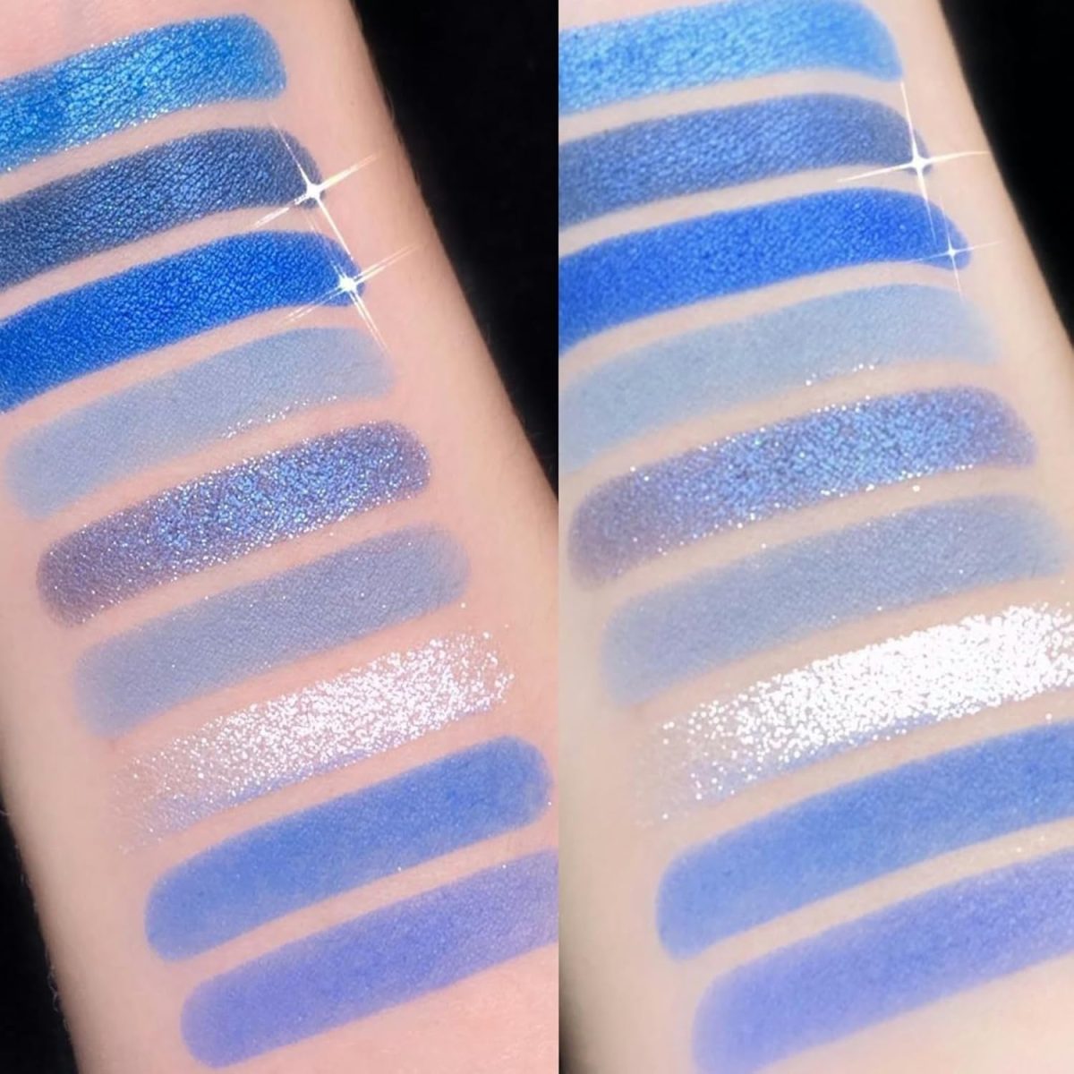 ⁦9 Colors Blue Eyeshadow Palette, Glitter Shimmer Matte Neutral Shades, High Pigmented Waterproof Grey Light Blue Eyeshadow, Shimmer Bright, Daily Party Sparkling Eyeshadow Palett⁩ - الصورة ⁦5⁩