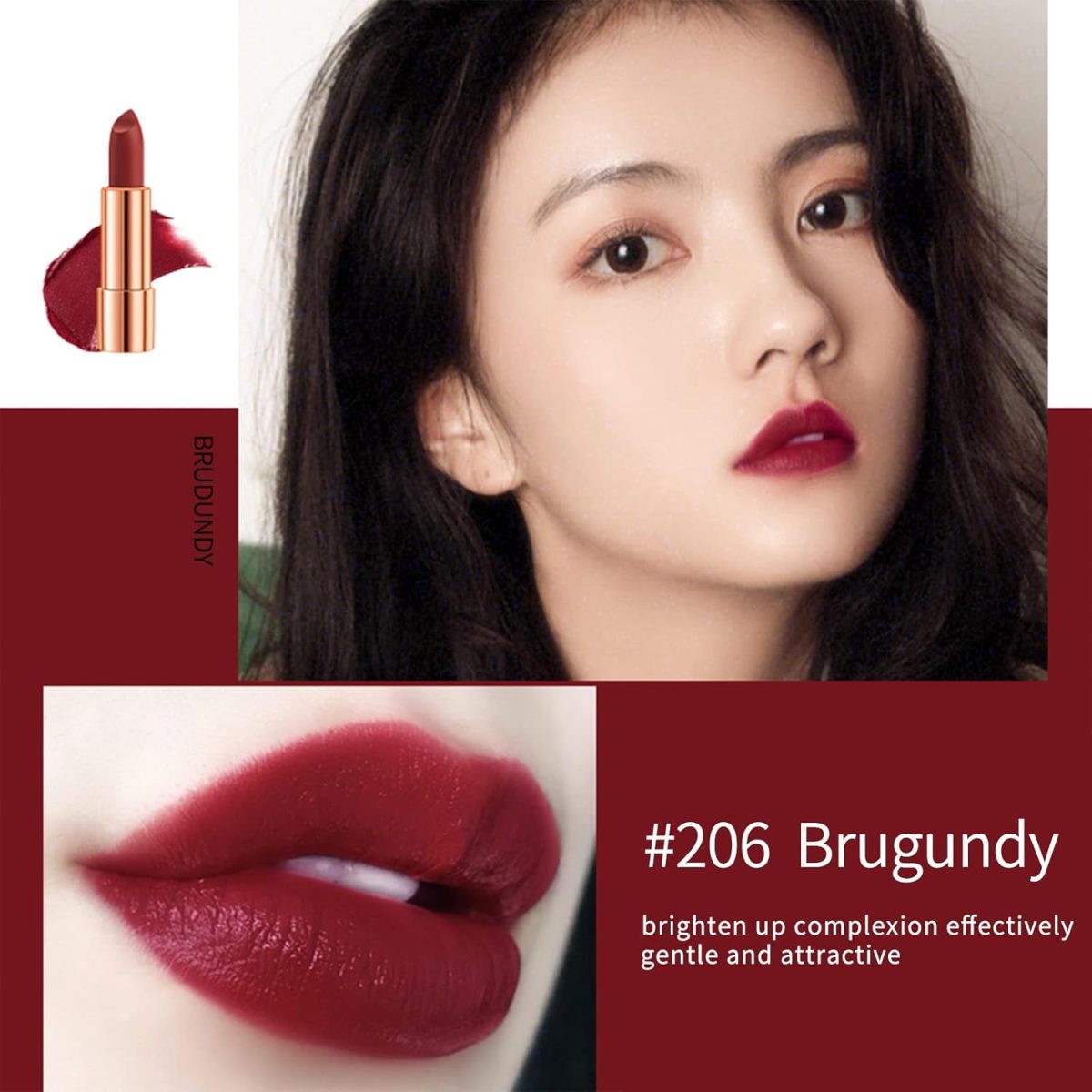 ⁦Newvenper Matte Lipstick Set 3 Colors Lip Stick with Sliver Chain Bag Package Velvet Lip stick Set Waterproof Non-Stick Cup Long Lasting Retractable Red Lipstick Set 3.5gx3 Pcs⁩ - الصورة ⁦2⁩