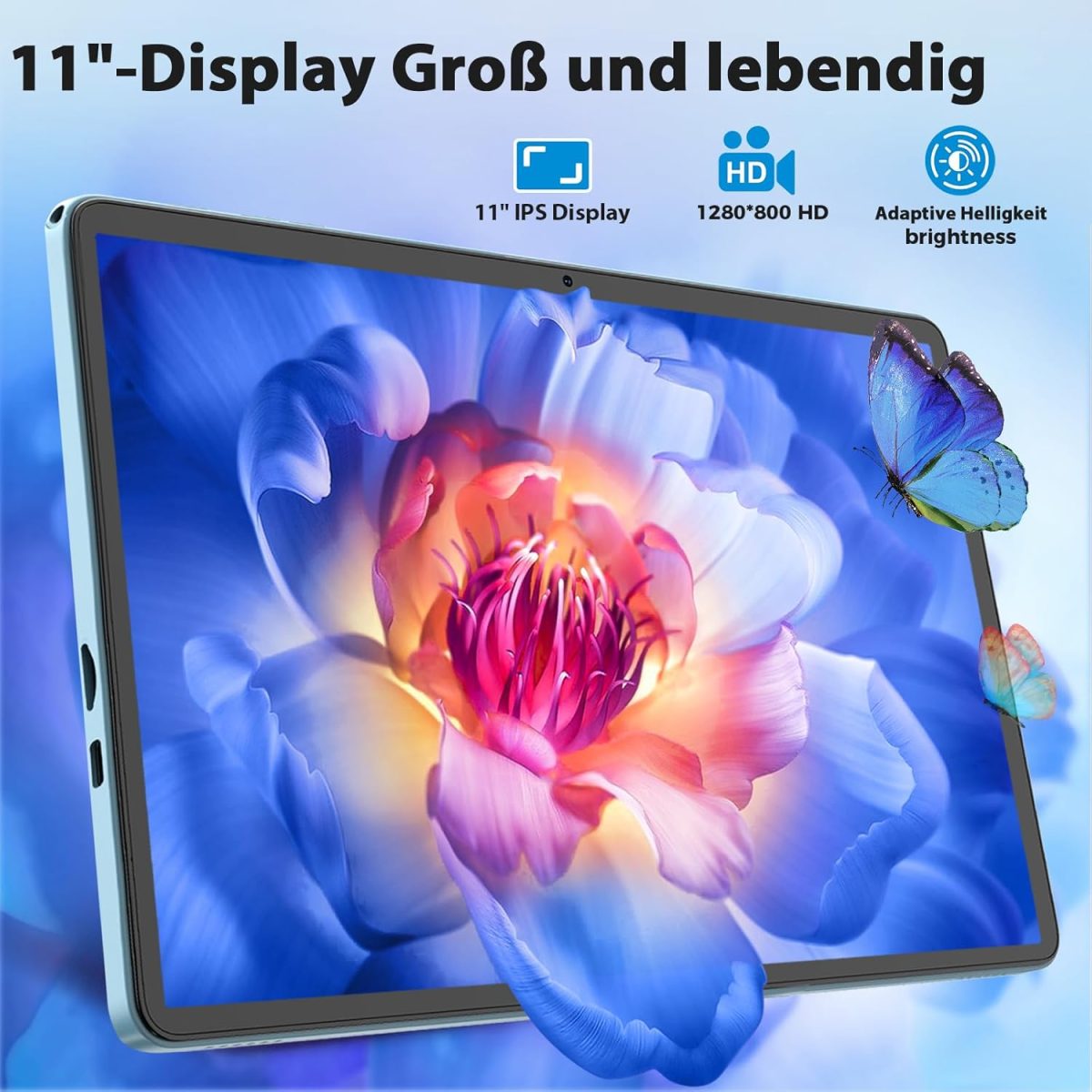 ⁦Android Tablet, 11 Inch Tablet Android 14 with Keyboard, 12GB + 256GB, 1TB Expand, Tablet PC with Octa-Core, 8000mAh, 2.4G/5G WiFi, 13MP + 5MP Camera, 2-in-1 Tablet with Keyboard Bag, Mouse, Stylus⁩ - الصورة ⁦3⁩