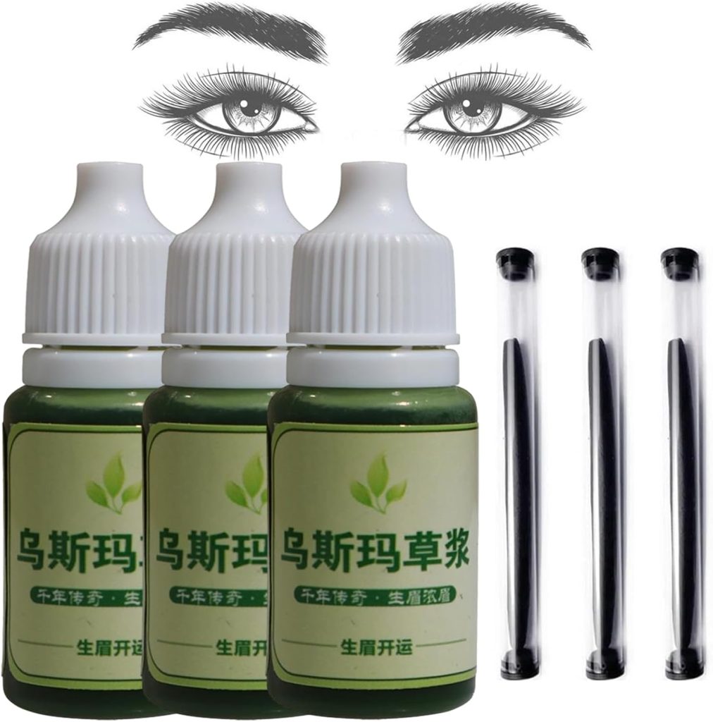 Usma Grass Extract Essence,Usma Grass Care Cilia Growth Nourishing Liquid, Usma Grass Hair Care Liquid,Usma Oil with Usma Grass Stick,Thickening Eyelashes (3 bottles/3 Sticks)