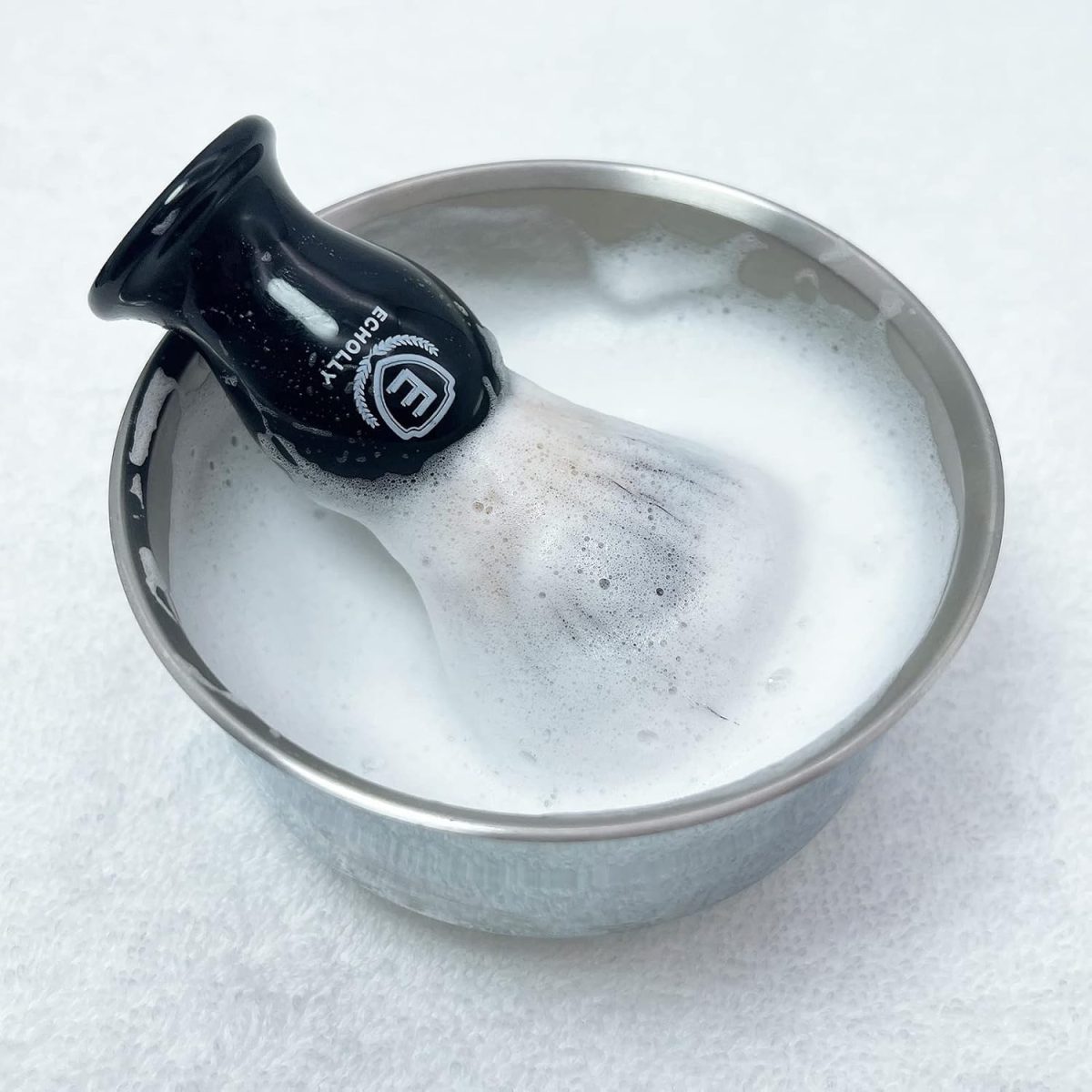 ⁦Echolly Luxury Shave Brush for Home or Travel - High end Synthetic Hair Shaving Brush -Fine Acrylic Handle,Engineered for the Best Shave of Your Life for Safety Razor, Best Present for Men⁩ - الصورة ⁦6⁩