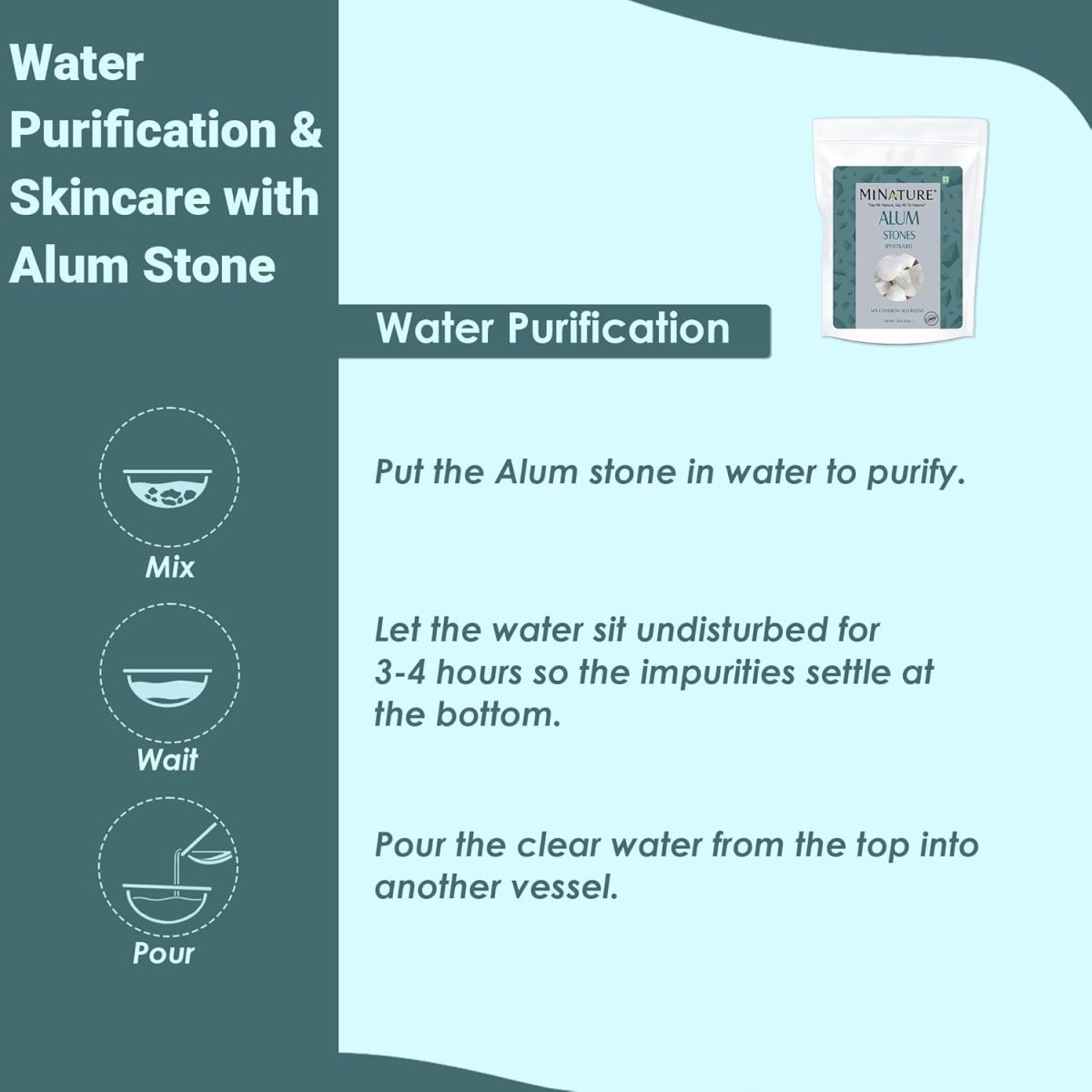 ⁦Alum Stone(phitkari) by mi Nature | for Skin Care | Water Purify| Pure Alum Stone (Potassium Alum) (Fitkari)|Cruelty Free | Post Shave Use| for Natural Deodorant | (250g)(8.81oz)⁩ - الصورة ⁦5⁩