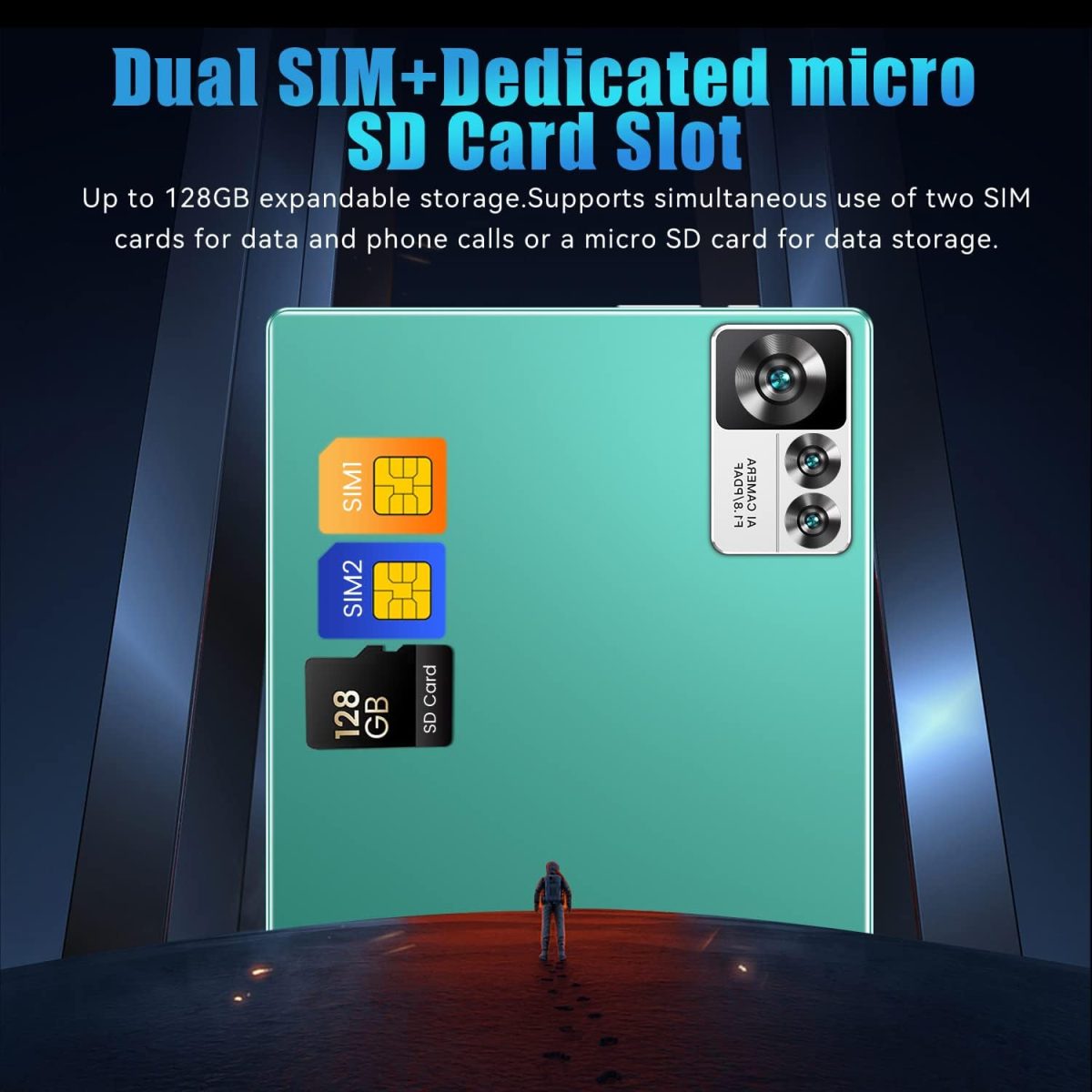 ⁦تابلت 10.1 بوصة بنظام اندرويد S12 4+128 جيجابايت بشاشة 2K مع 1200×800 IPS كاميرا 13+5 ميجابيكسل واي فاي بلوتوث 5.0 نظام تحديد المواقع ثنائي شرائح الاتصال 4000 ميلي امبير في الساعة أخضر⁩ - الصورة ⁦7⁩