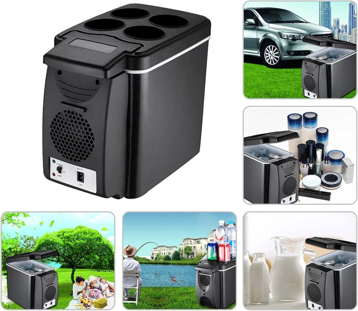 ⁦Avcbno Compact refrigerator 6 Liter Car Mini Refrigerator Fridge Lightweight Dual-Use Cool Heat Cooler Insulated Cooler Box Container Car Home Office Freeze⁩ - الصورة ⁦5⁩