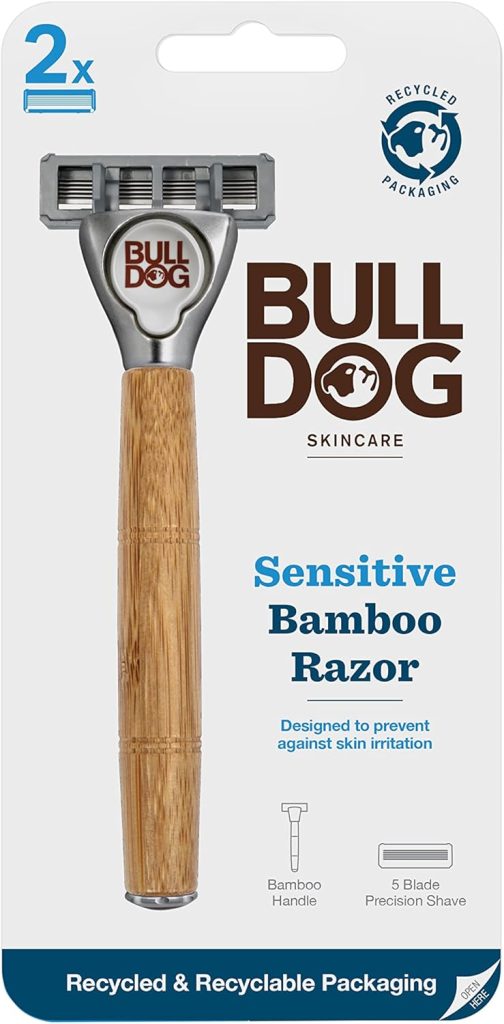 Bulldog Skincare - Sensitive Bamboo Razor for Men + Extra Blade for Shaving