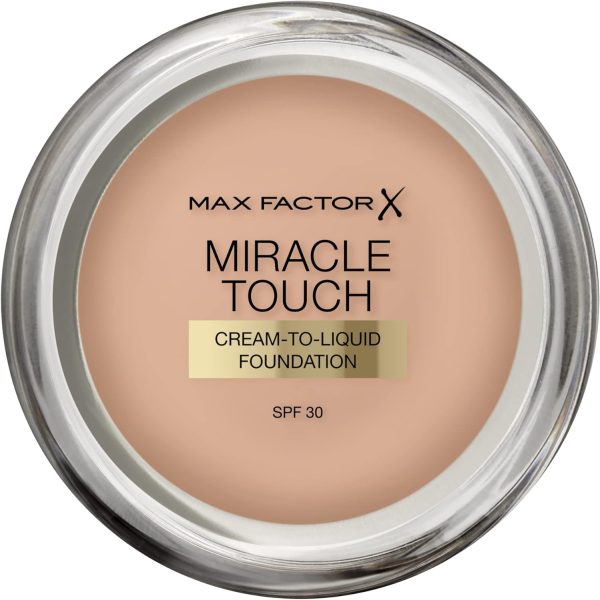 Max Factor Miracle Touch Perfecting Foundation with Hyaluronic Acid and SPF30 (45 Warm Almond,11.5g)