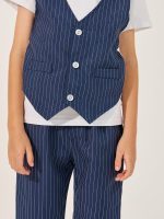 ⁦Styli Boys Striped Round Neck Vest T-Shirt And Shorts Set⁩ - الصورة ⁦4⁩