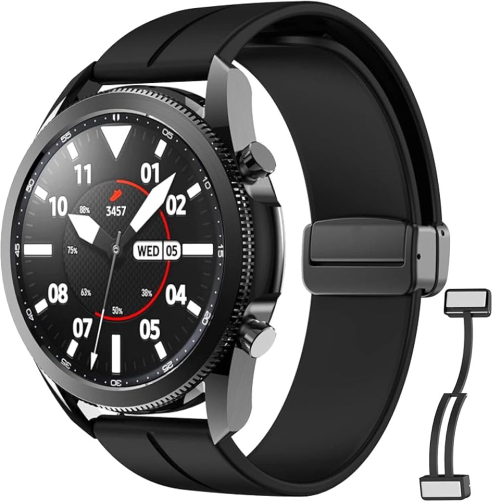 NESLIN Magnetic Band Compatible with Huawei Watch GT5/GT5 Pro 2024/GT4/Watch 4/4 Pro 46mm/GT3/GT3 Pro 46mm/GT2/GT 46mm/GT2 Pro/GT2e/GT Runner, 22mm Magnetic D-Buckle Replacement Silicone Strap