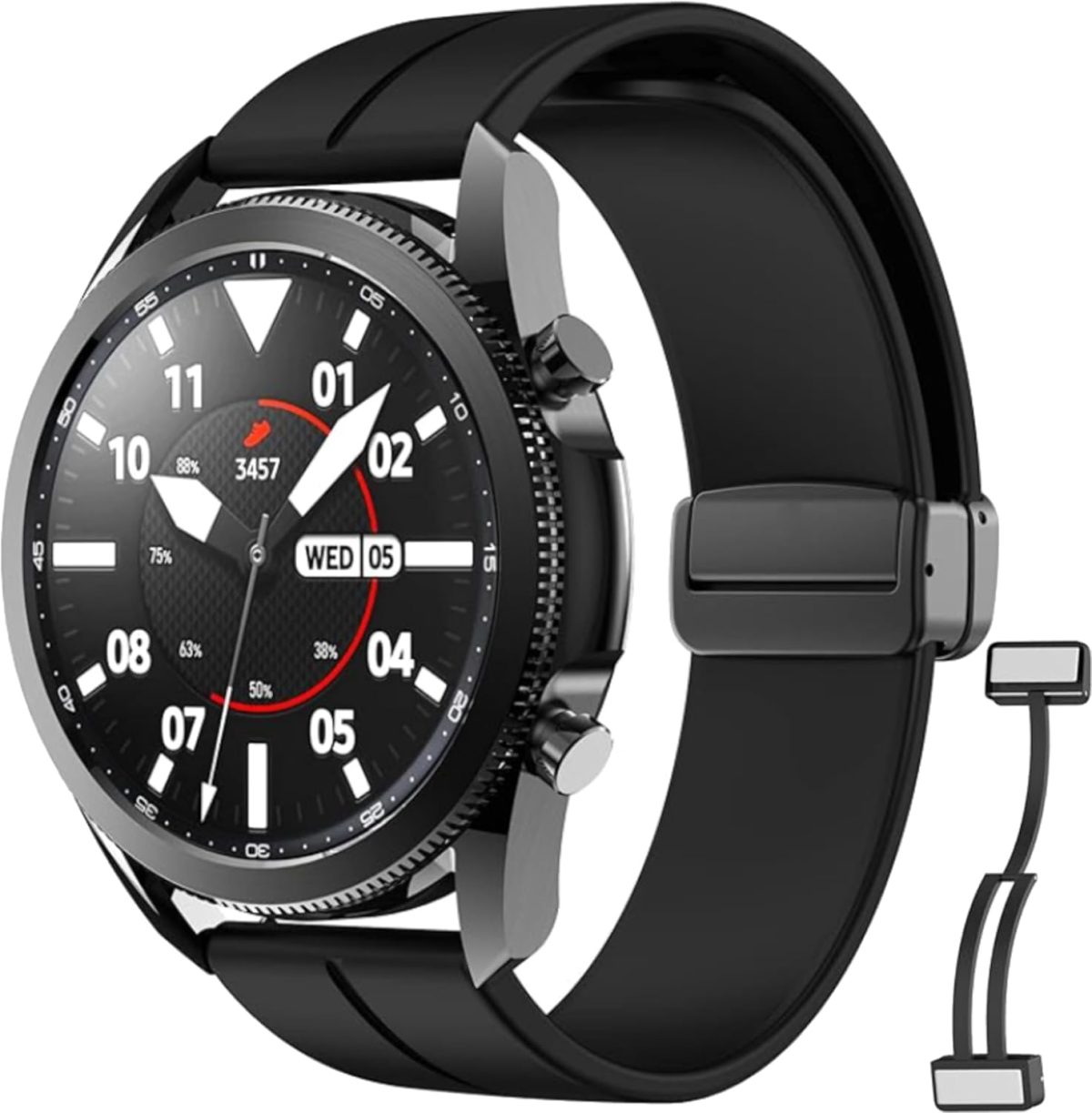 NESLIN Magnetic Band Compatible with Huawei Watch GT5/GT5 Pro 2024/GT4/Watch 4/4 Pro 46mm/GT3/GT3 Pro 46mm/GT2/GT 46mm/GT2 Pro/GT2e/GT Runner, 22mm Magnetic D-Buckle Replacement Silicone Strap