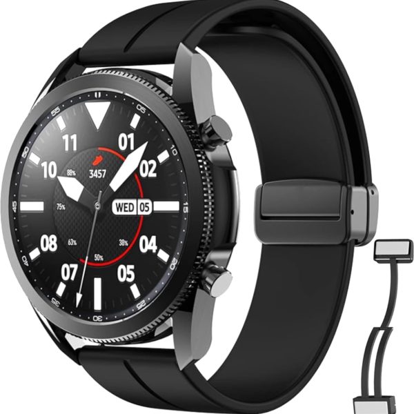 NESLIN Magnetic Band Compatible with Huawei Watch GT5/GT5 Pro 2024/GT4/Watch 4/4 Pro 46mm/GT3/GT3 Pro 46mm/GT2/GT 46mm/GT2 Pro/GT2e/GT Runner, 22mm Magnetic D-Buckle Replacement Silicone Strap