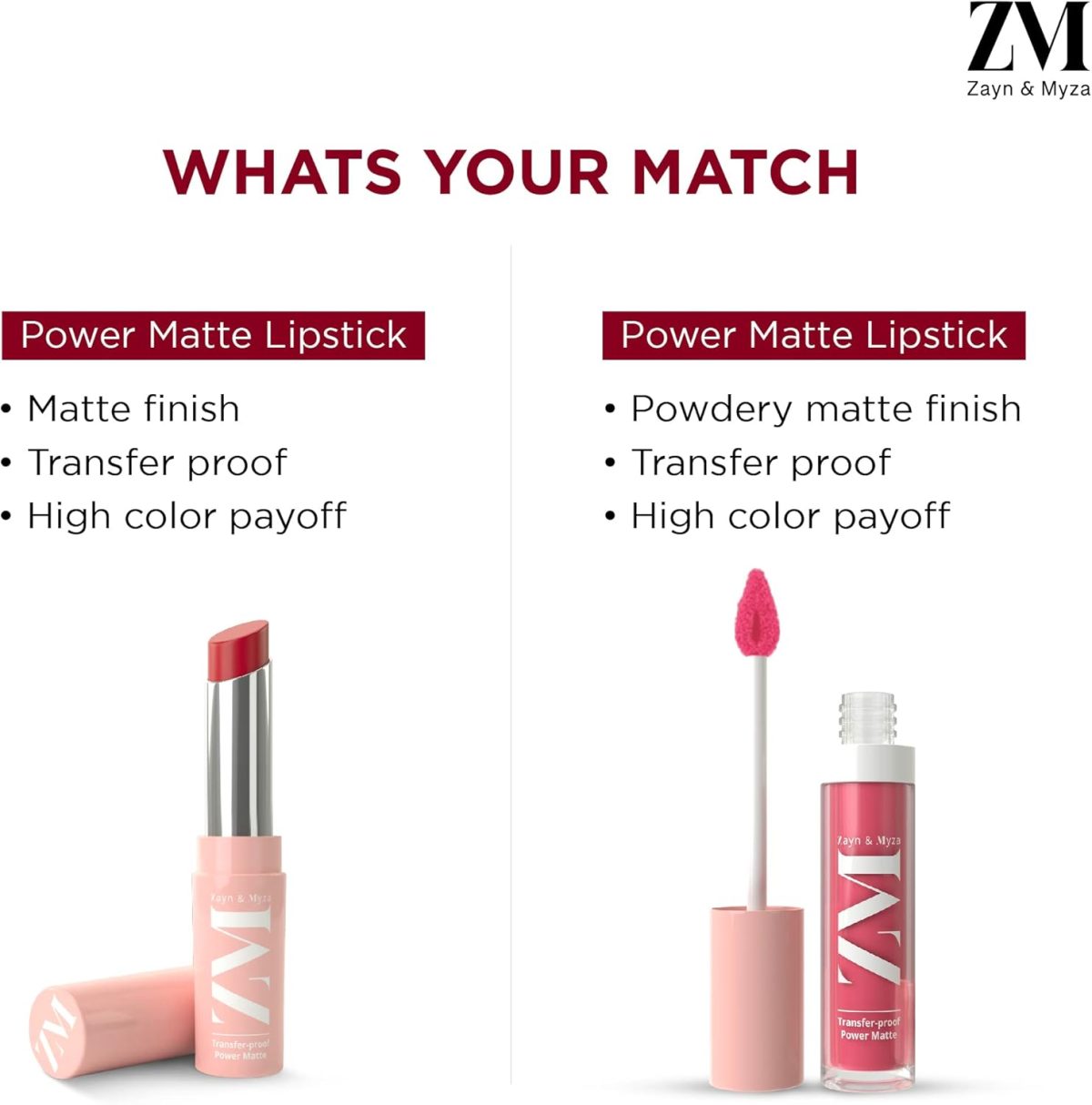 ⁦Zayn & Myza Transfer-Proof Power Matte Finish Lip Colour, Water & Smudge Proof, Long Lasting, Hala & Vegan, 6ml (Toasted Berry)⁩ - الصورة ⁦6⁩