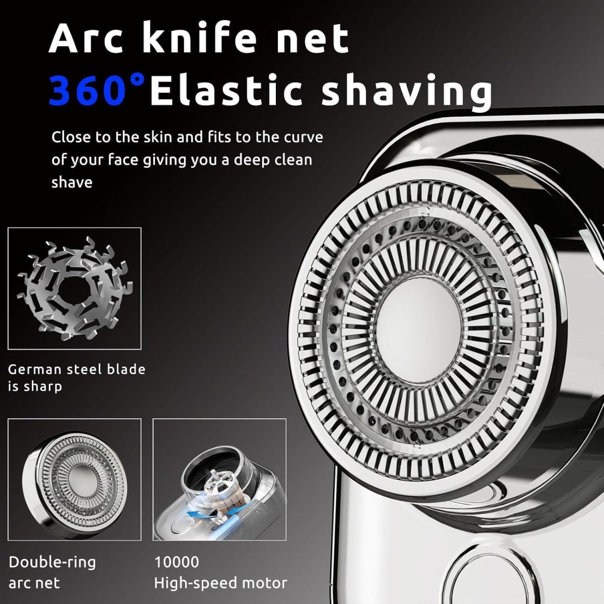 ⁦Excefore Electric Shaves for Men, Mini Portable Travel Shaver, USB-C Rechargeable Electric Razor, Mens Rechargeable Cordless Waterproof Compact Shave, for Home,Car,Trave (Silver)⁩ - الصورة ⁦2⁩