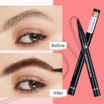 ⁦Azonee 2Pcs 3D Waterproof Microblading Eyebrow Pencil with 4-Fork Tip, Long-Lasting Makeup Fine Stroke Effect, Natural Look Brow Pen (Brown + Black)⁩ - الصورة ⁦2⁩