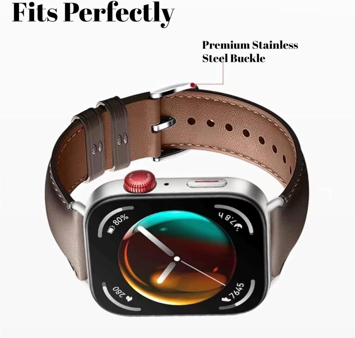 ⁦NESLIN Leather Band Compatible with Huawei Watch Fit 4/4 Pro 2025/Fit 3 Band Replacement Straps, Premium Leather Classic Style Replacement Strap Wristband for Women Men⁩ - الصورة ⁦4⁩