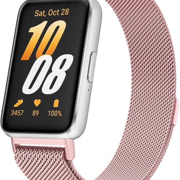 Metal Bands for Samsung Galaxy Fit 3 Strap, Adjustable Stainless Steel Strap with Magnetic Buckle for SAMSUNG Galaxy FIT 3 SM-R390 Smartwatch Strap Women&Men