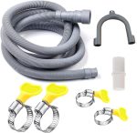 Washing Machine Drain Hose,Universal Drain Hose Extension Kit for Washer, Dishwasher Flexible Discharge Hose, With 1 Adapter 4 Hose Clamps 1 U-Bend Hose Holder (2M)