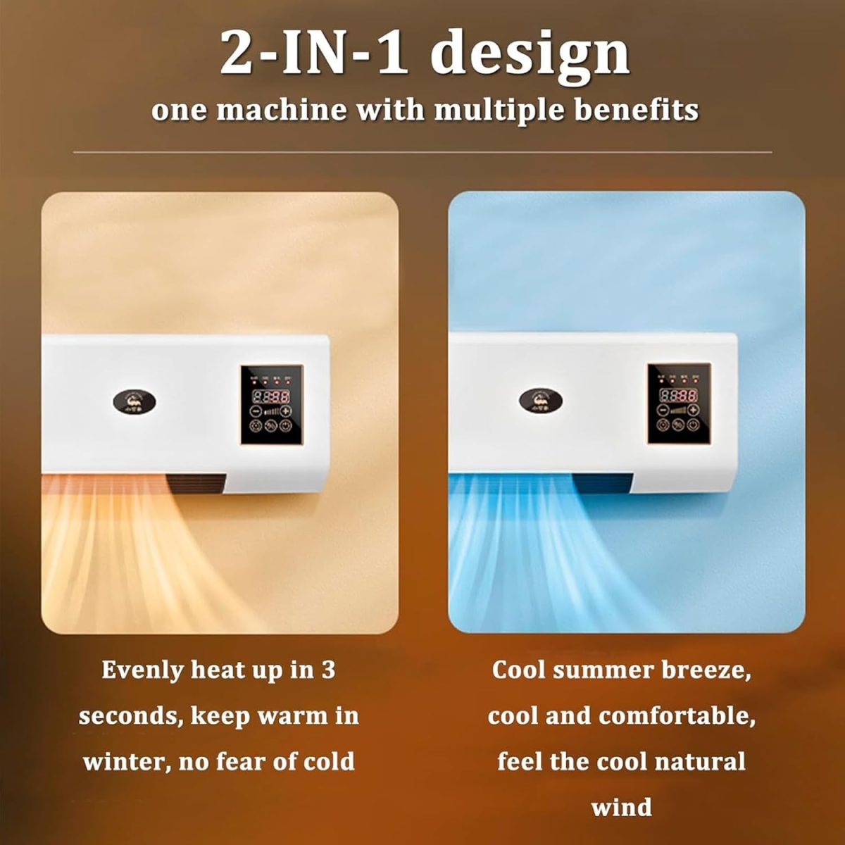 ⁦Ductless Portable Air Conditioner & Bladeless Wall Mount Fan, 3-in-1 Portable AC Unit (Cooling/Fan/Split System) with Remote, Ultra Quiet Design, Easy Install Wall Mount for Bedroom, Home Office⁩ - الصورة ⁦4⁩