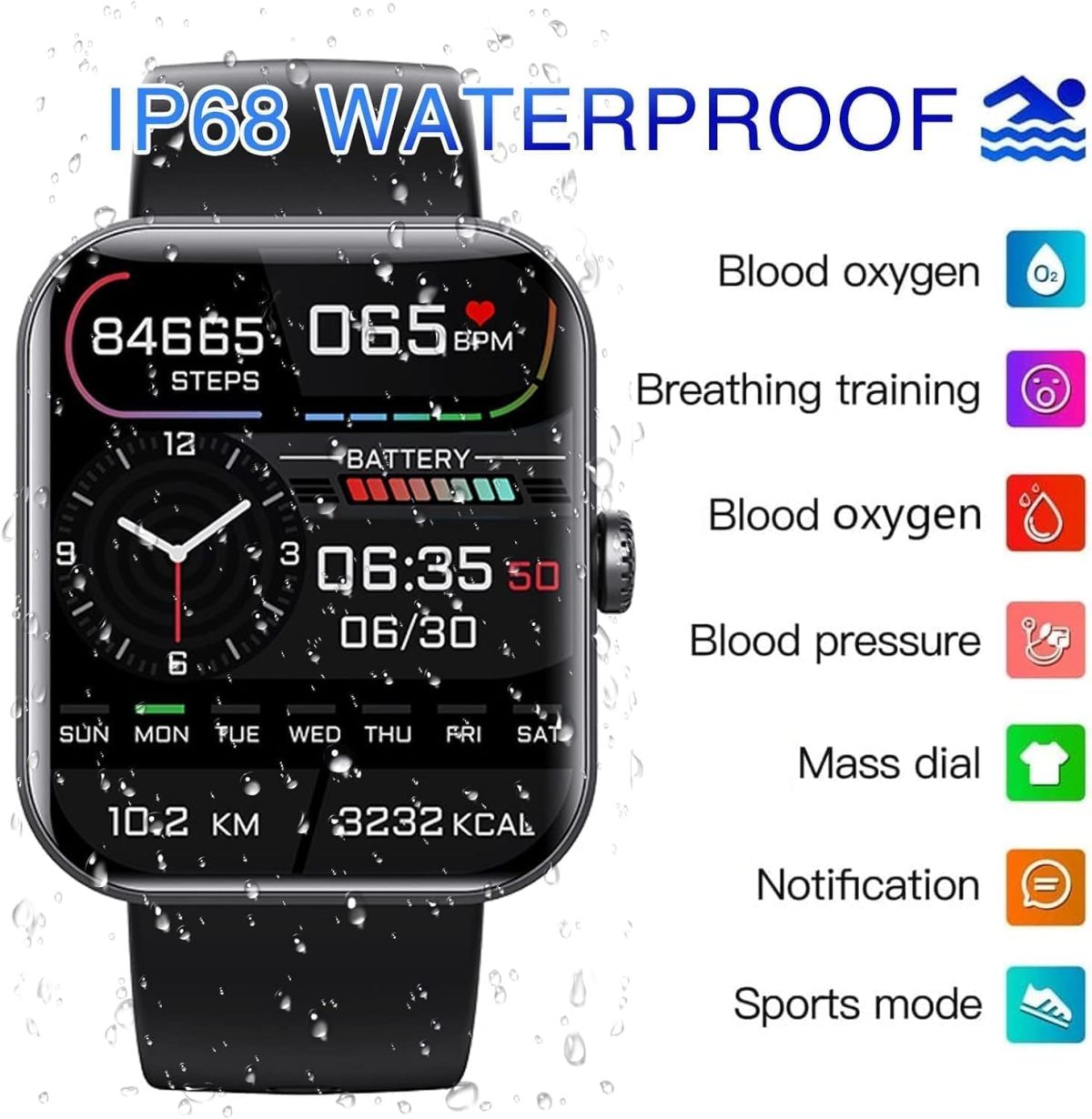 ⁦LYAROMIS 2025 Smart Watch for Men Women, 1.91" HD Smartwatch with 100+ Sports Modes,Blood oxygen test, Heart Rate/Sleep Monitor, Activity Tracker for Android/iPhone(F57L)⁩ - الصورة ⁦5⁩