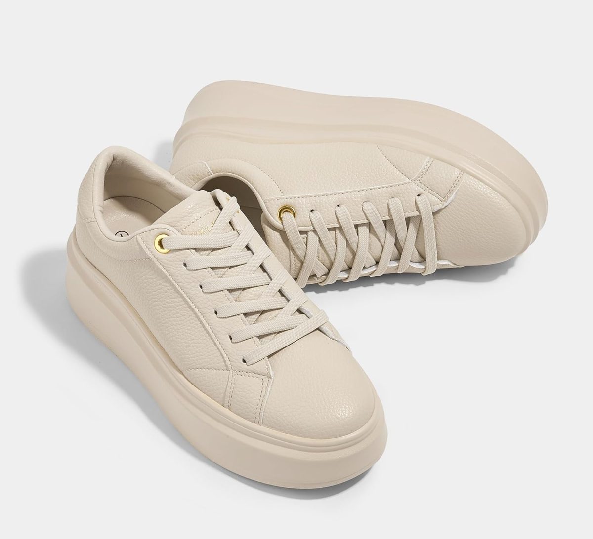 ⁦LUCKY STEP Women's Platform Fashion Sneakers Faux Leather Classic Tennis Shoes Low Top Casual Walking Shoes⁩ - الصورة ⁦6⁩