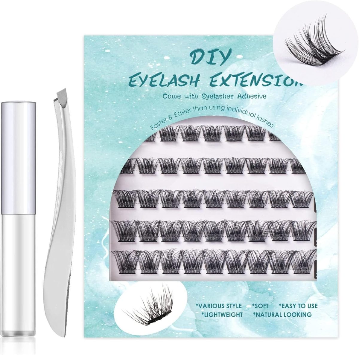 MAKINGTEC Individual Lashes Cluster Lashes 45 Pcs DIY False Eyelashes Reusable 3D Eyelash Extension Kit Soft Natural C CC D Curl Individual Eyelashes with Eyelash Glue 10/12/14/15/16mm Length