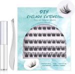 MAKINGTEC Individual Lashes Cluster Lashes 45 Pcs DIY False Eyelashes Reusable 3D Eyelash Extension Kit Soft Natural C CC D Curl Individual Eyelashes with Eyelash Glue 10/12/14/15/16mm Length