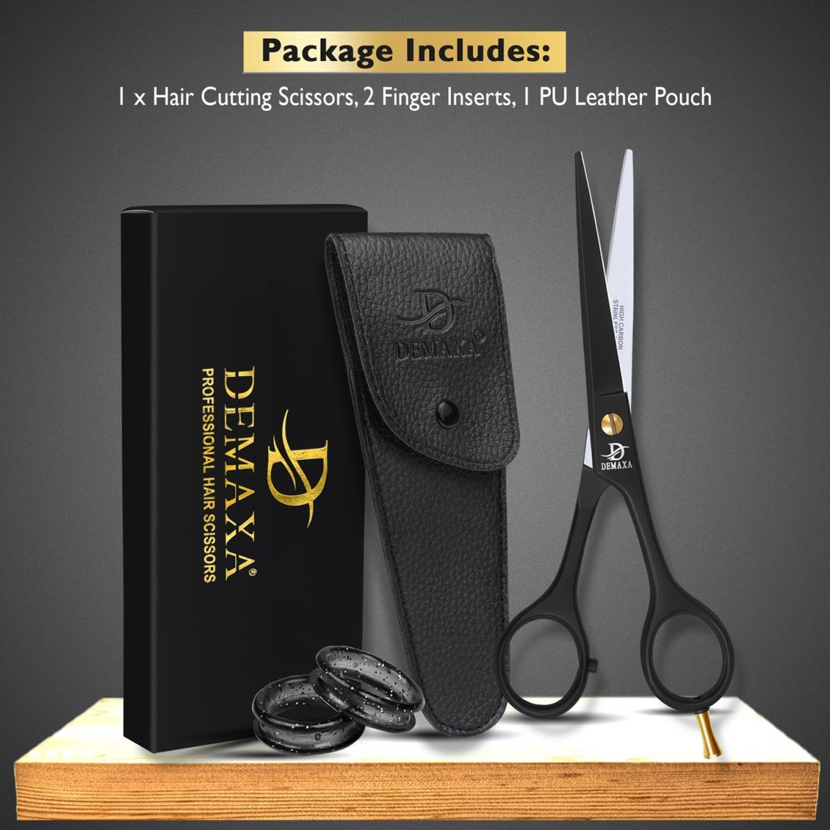 ⁦DEMAXA Professional Hair Scissors 6.5 Inch - Premium High Carbon Stainless Steel Barber Salon Hair Shears for Haircut Scissors - Ergonomic Design Super-Sharp Hair cutting Shears Blades⁩ - الصورة ⁦6⁩