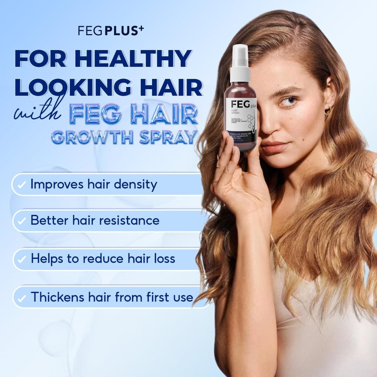 ⁦FEGPLUS Rosemary Beard & Hair Serum (50ml), Rosemary Extract Serum Hair Spray, Minoxidil 5% Solution for Hair and Beard⁩ - الصورة ⁦7⁩