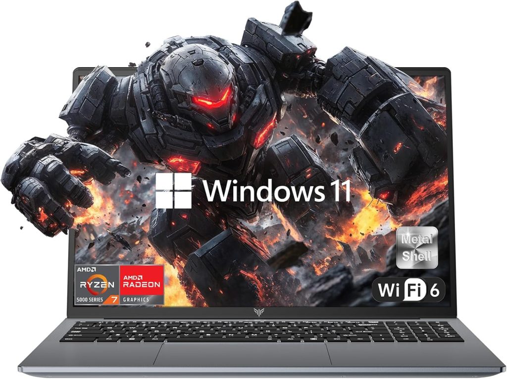 KAIGERR 2025 Laptop, Laptop with AMD Ryzen 7 5700U (8C/16T, Up to 4.3GHz), 16GB RAM 512GB NVMe SSD Laptop Computer, Radeon RX Vega 8 Graphics, 16.0-inch FHD Display, WiFi 6, 53Wh Battery, Backlit KB