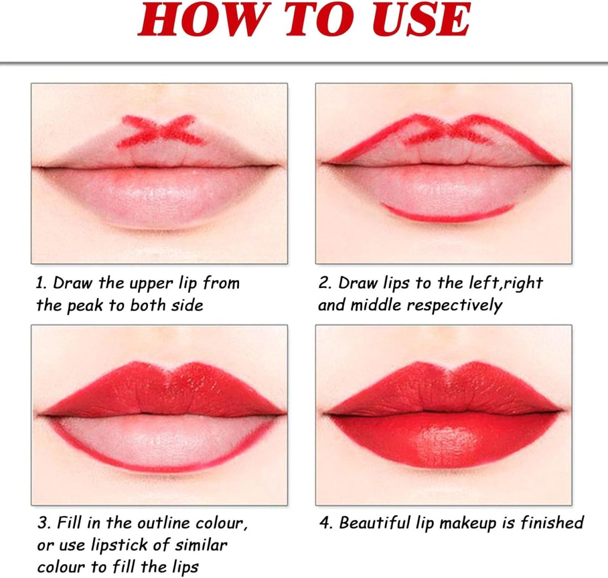 ⁦NALACAL Lip Liner And Lipstick Set,2-in-1 Double Head Matte Cream Lipstick & Lip Liner,Waterproof Sweatproof No Smudge Long-Lasting Moisturizing Smooth Highly Pigmented Makeup Set(Red)⁩ - الصورة ⁦5⁩