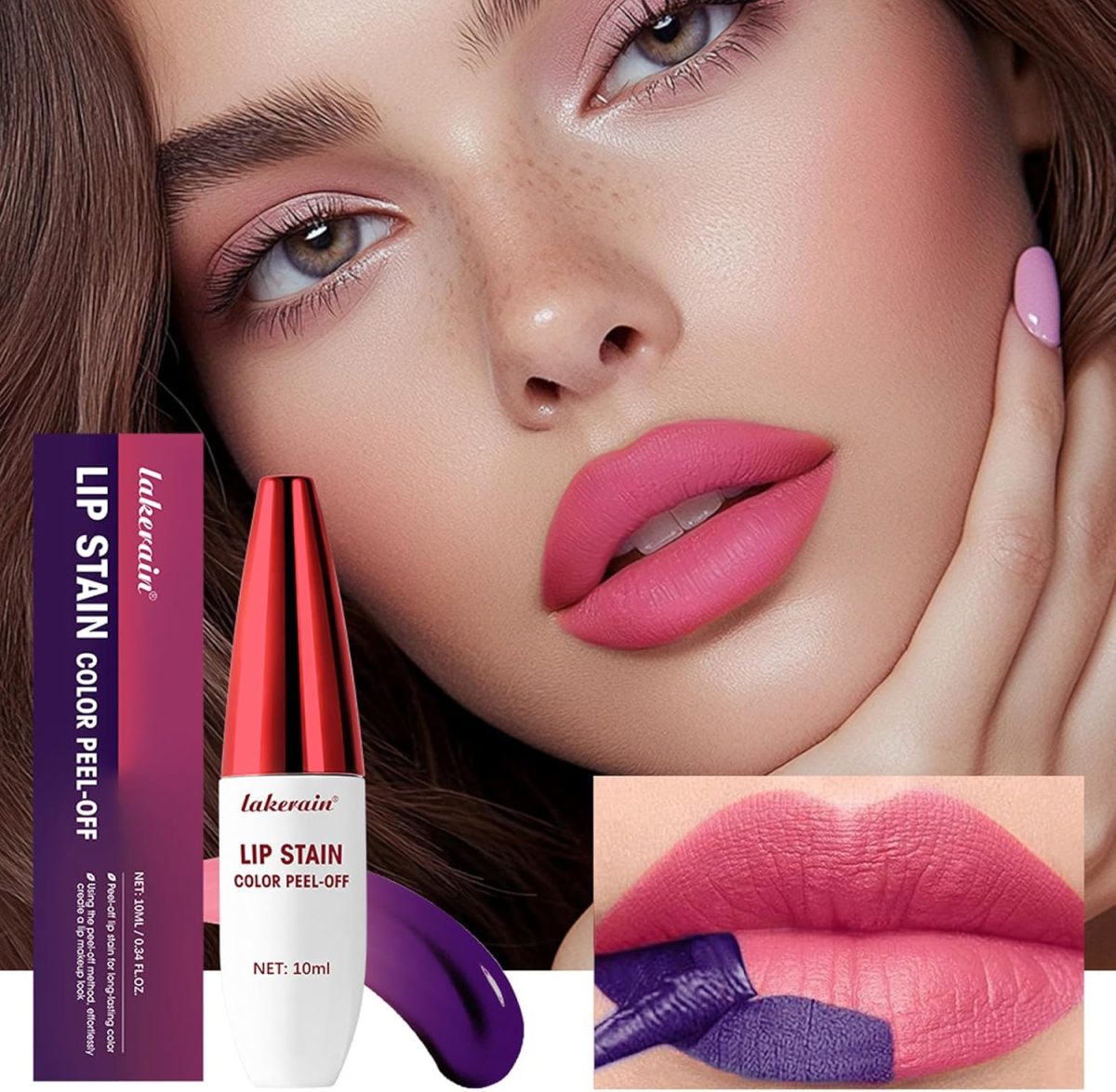 ⁦3Pcs Peel Off Lip Liner Stain, Peel Off Lip Stain Lip Tint, Long Lasting Waterproof Lip Liner Stain Peel Off Liquid Lipstick, Matte Finish Lip Stain Peel Off Makeup for Women Girls⁩ - الصورة ⁦2⁩