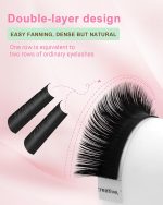 ⁦NAGARAKU Easy Fan Lashes 2D~20D Self-Fan Automatic Bloom Bouquet Eyelash Extension Russian Natural Volume Technique Touffe Lashes Easy Unfold Easy Fanning Eyelash Black (0.05C 8-15mm)⁩ - الصورة ⁦4⁩