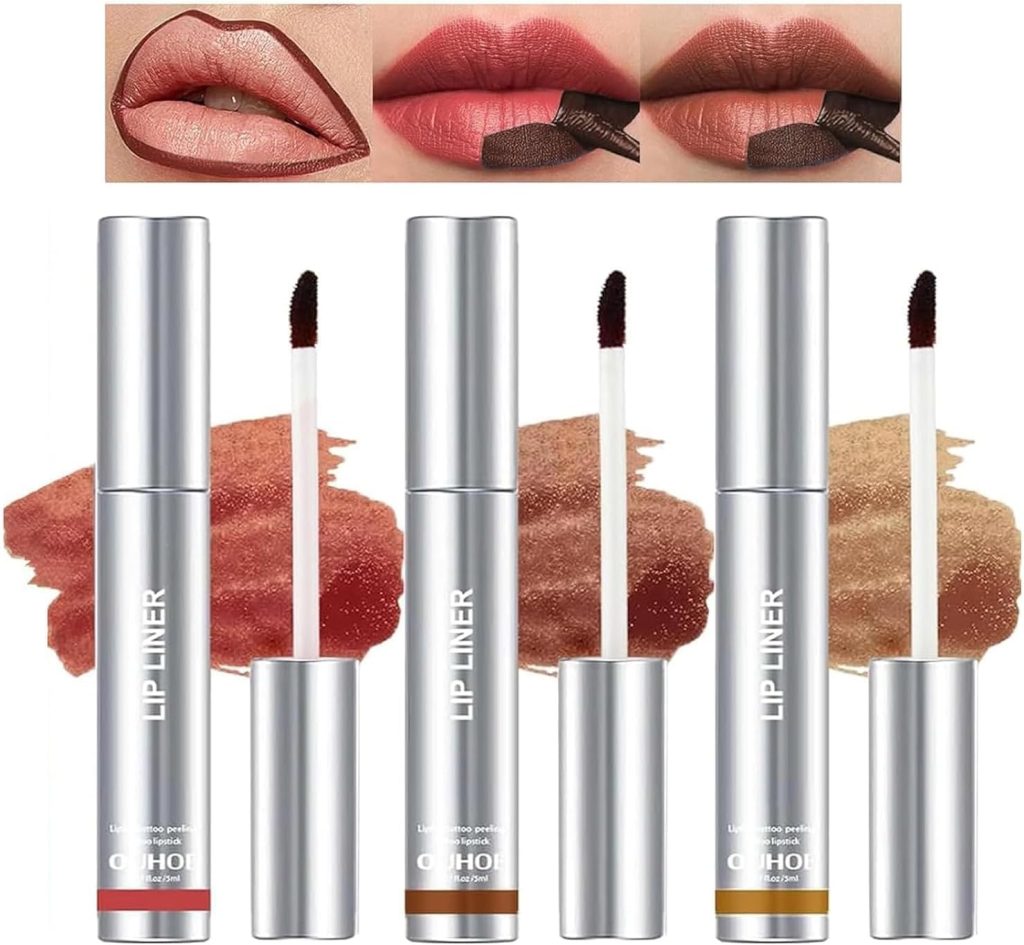 KTouler Peel Off Lip Liner, 3Pcs Matte Lip Liner,Waterproof Long Lasting Highly Pigmented Color Peel Off Lip Stain Lipsticks Makeup for Women